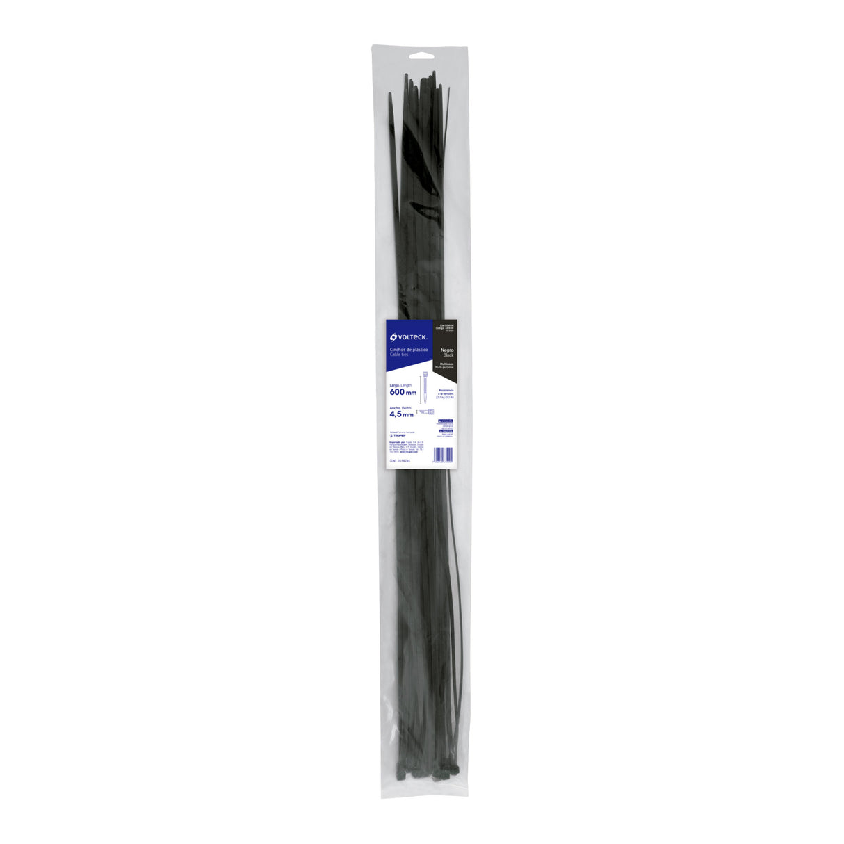 Bolsa con 25 Cinchos Plásticos 50 lb, 600X4.5 mm, Negros