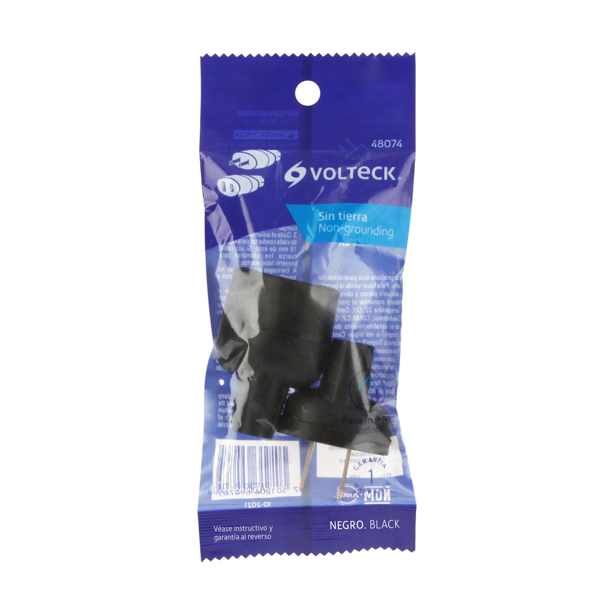 Clavija y Contacto de Hule, Bolsa con 2 Pzas, Volteck