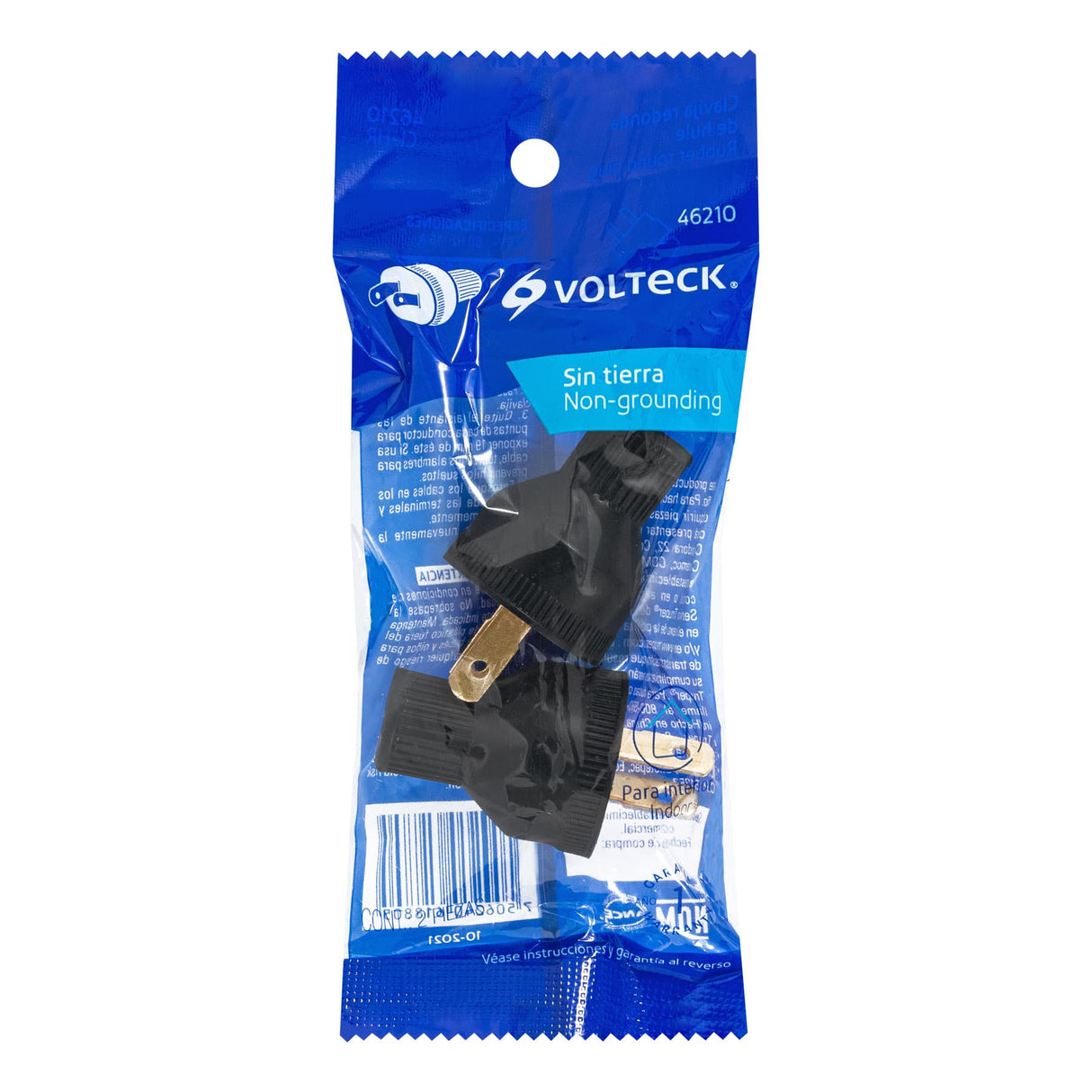 2 Clavijas No Polarizadas Redondas de PVC, Volteck