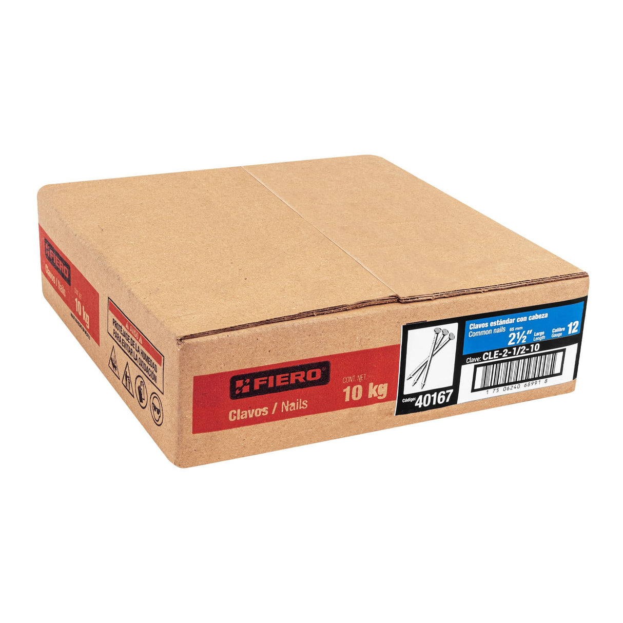 Kilo de Clavo Estándar 2-1/2' con Cabeza en Caja de 10 kg