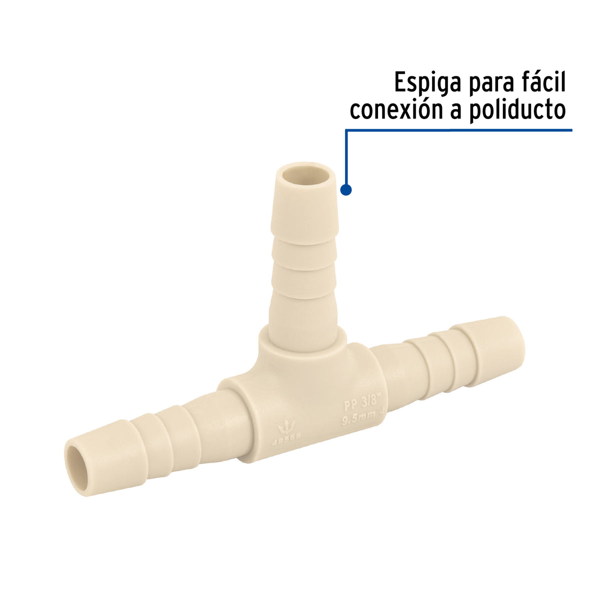 Tee Inserción 3/8' de Polipropileno, Foset