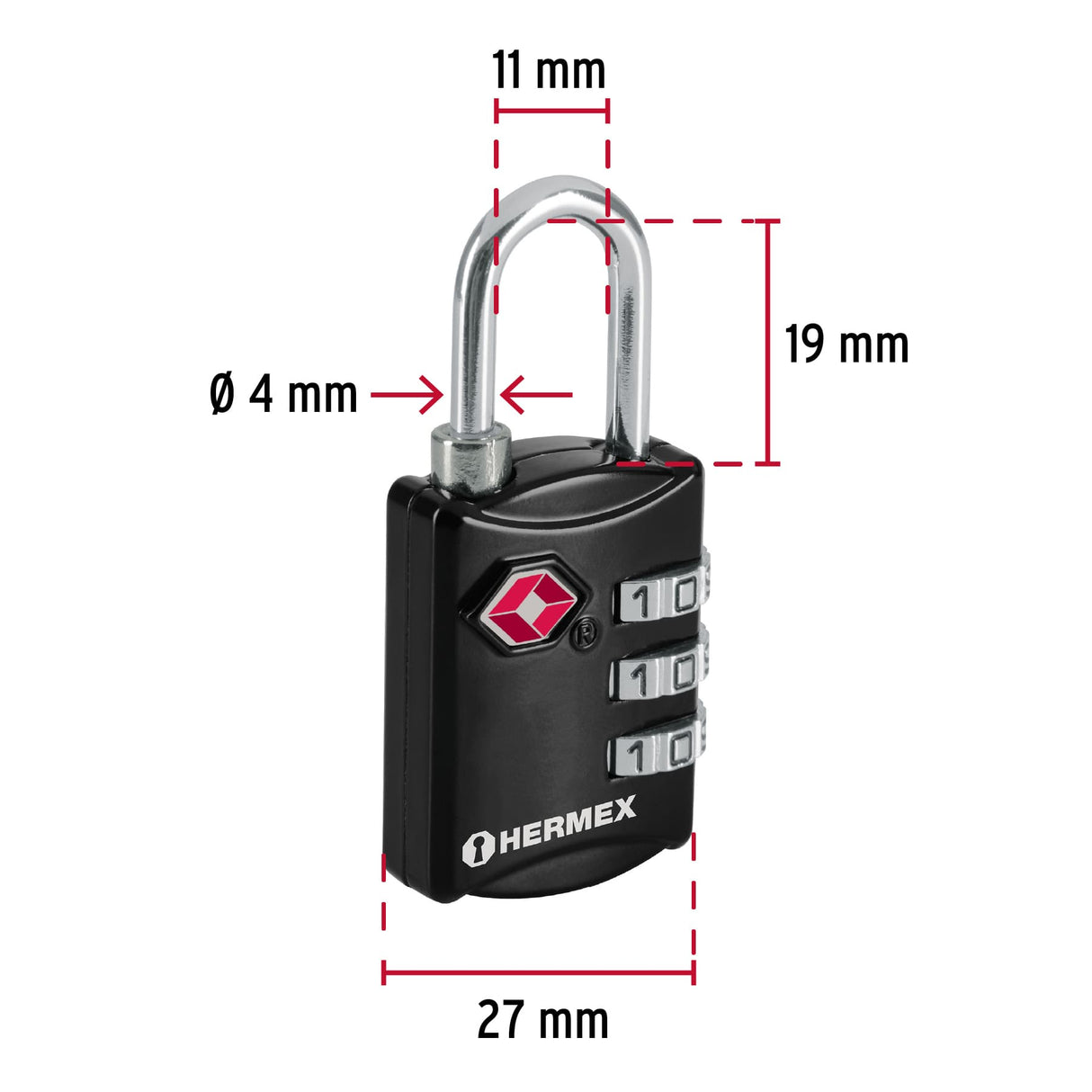 Candado Maletero de Combinación 27 mm Seguridad Tsa, Blíster