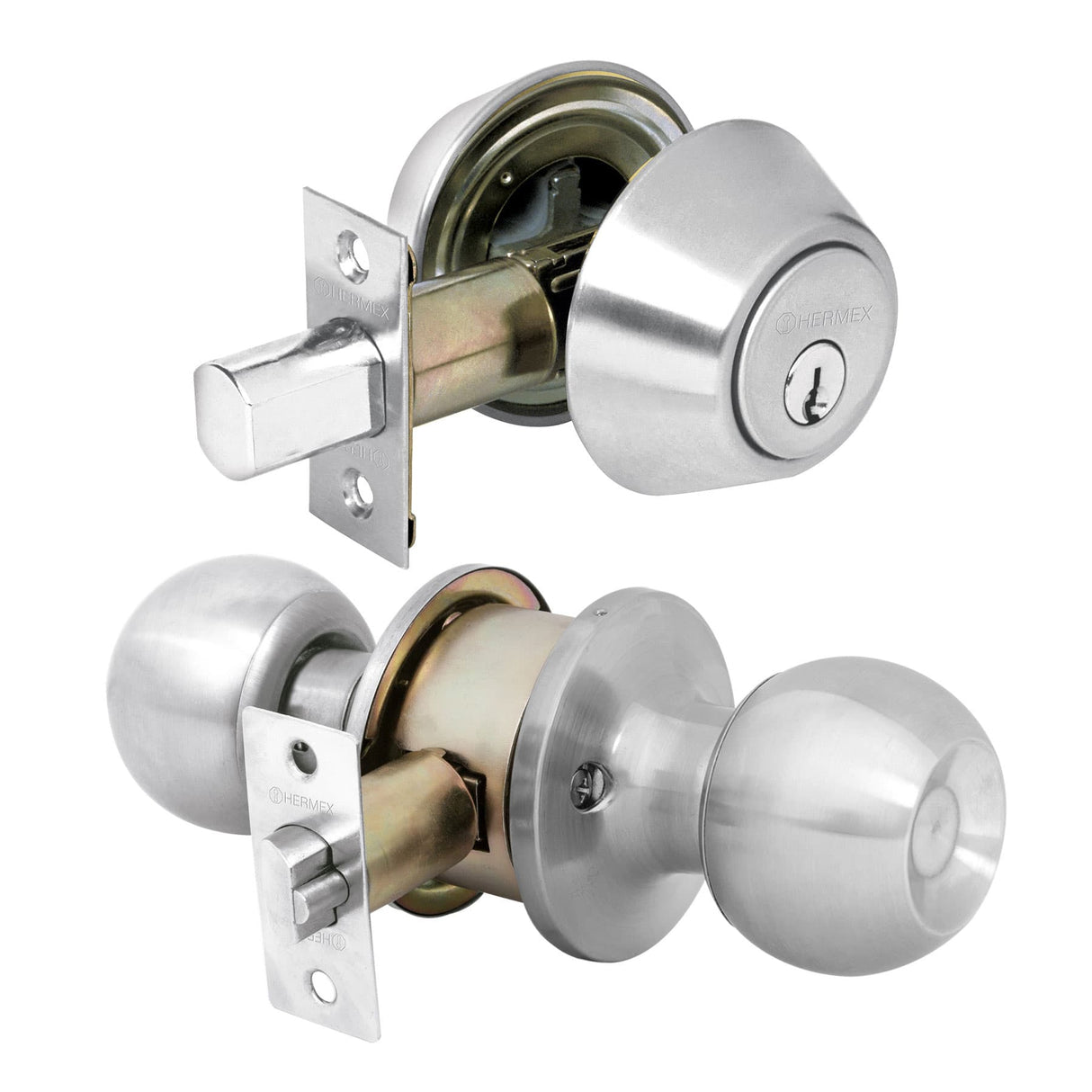 Combo Cerraduras, Llave-llave, Cromo, Hermex Basic