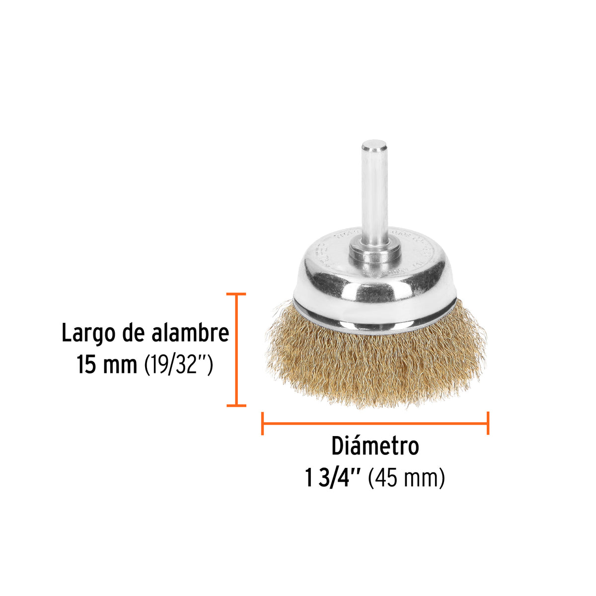 Carda de Copa 1-3/4' Alambre Fino para Taladro, Truper