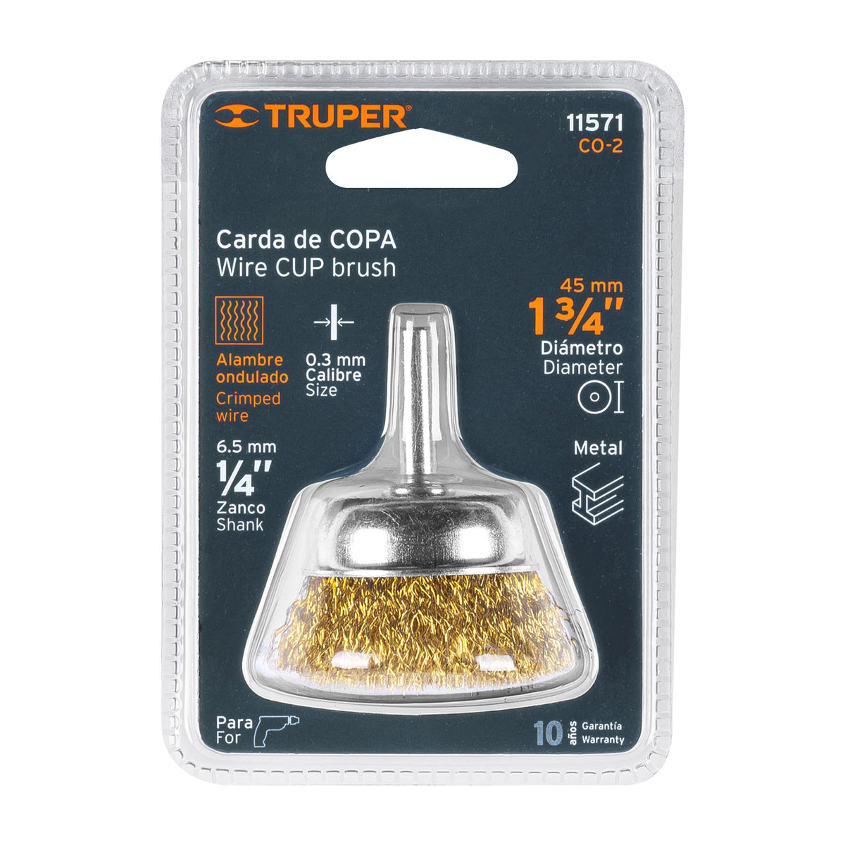 Carda de Copa 1-3/4' Alambre Grueso para Taladro, Truper