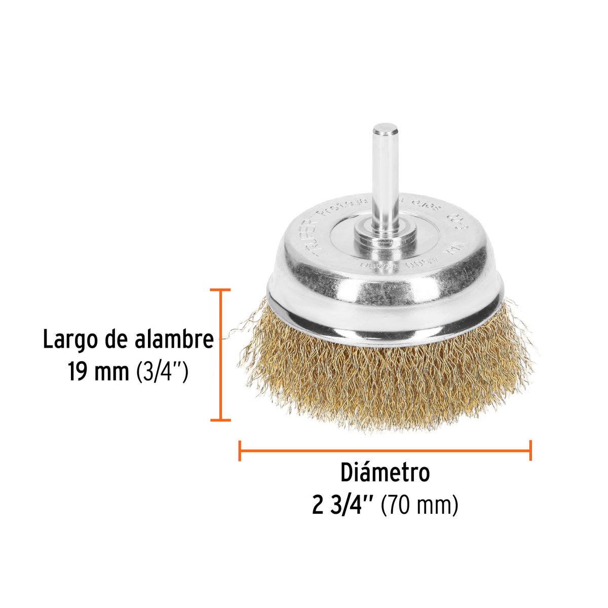 Carda de Copa 2-3/4' Alambre Grueso para Taladro, Truper