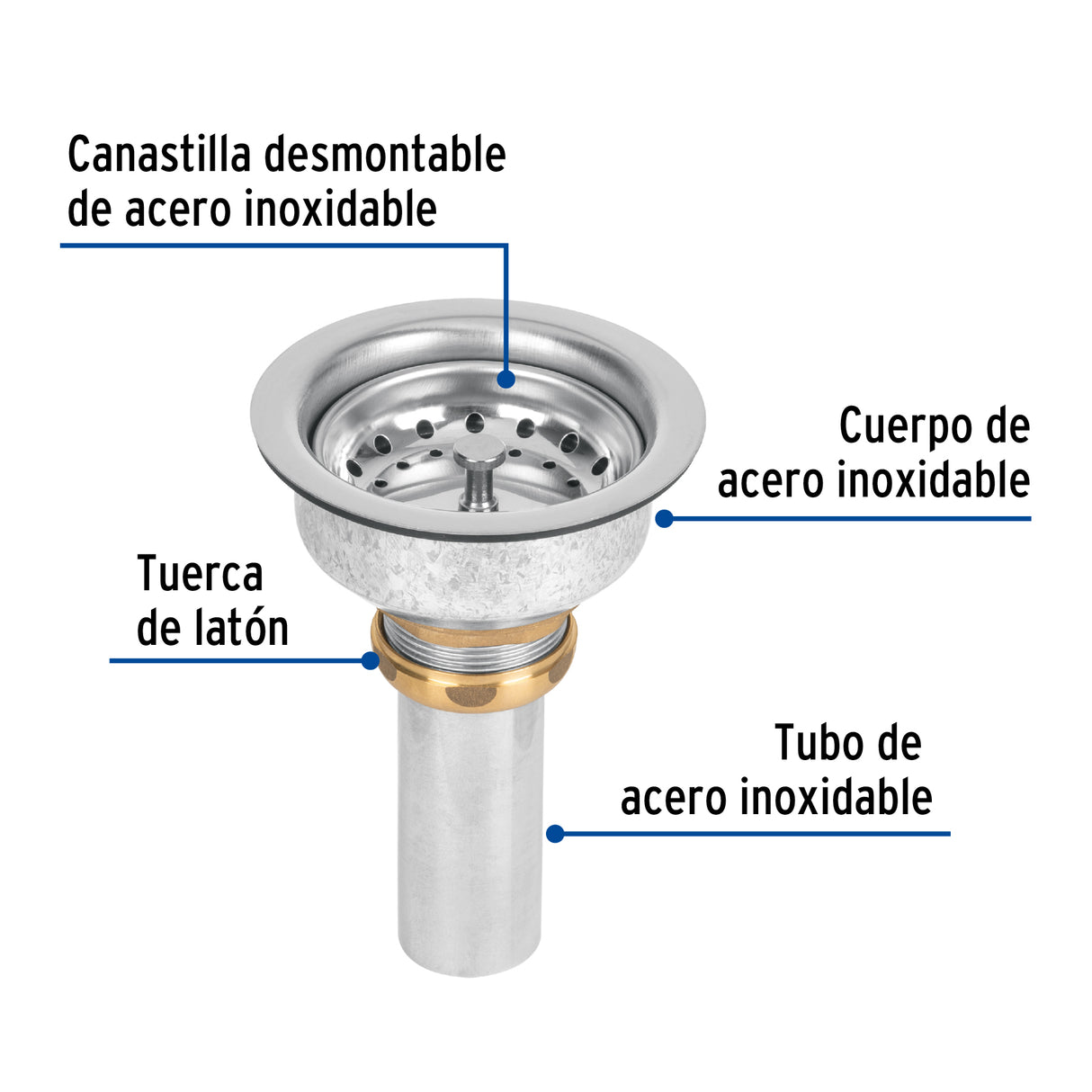 Contracanasta 3-1/2' Inox, Instala-fácil, Tubo Inox, Foset