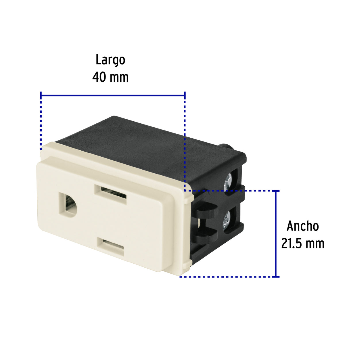 Contacto 2 Polos + Tierra, Marfil, Línea Volteck Basic