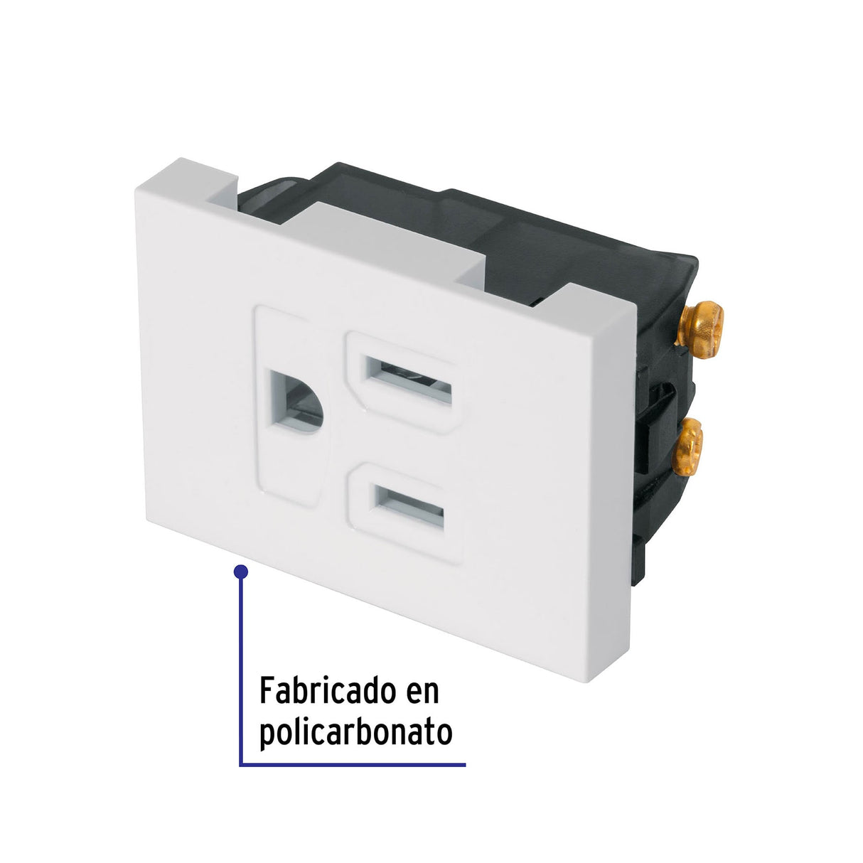 Contacto Aterrizado, 1.5 Módulos, Línea Española, Blanco