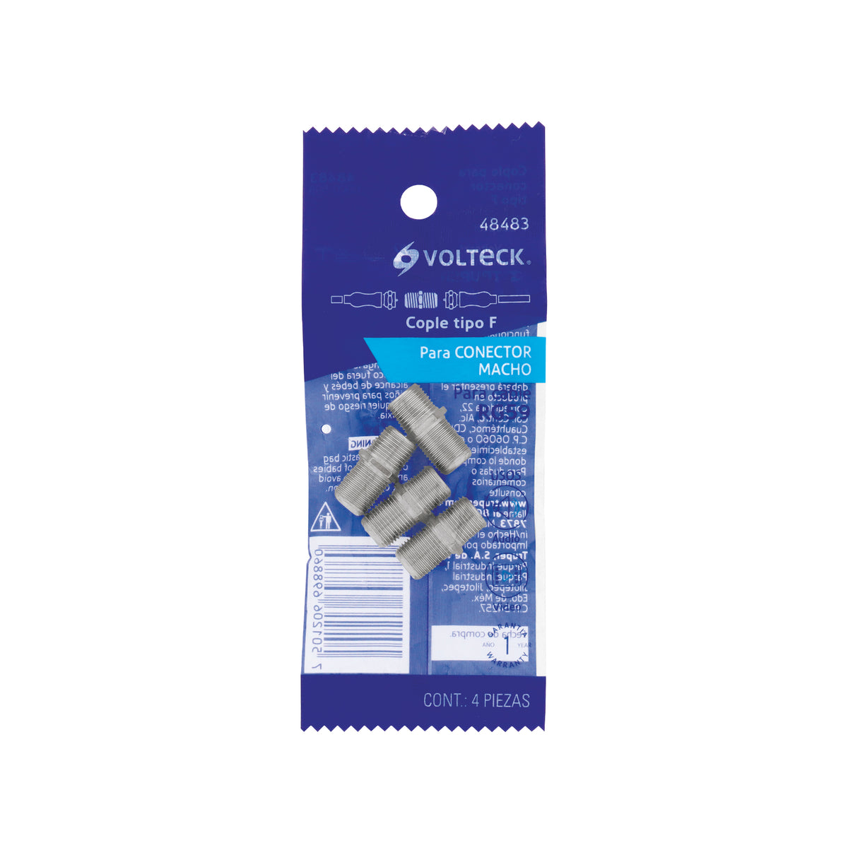 Bolsa con 4 Conectores Coaxiales Rg 59 para Conector Macho