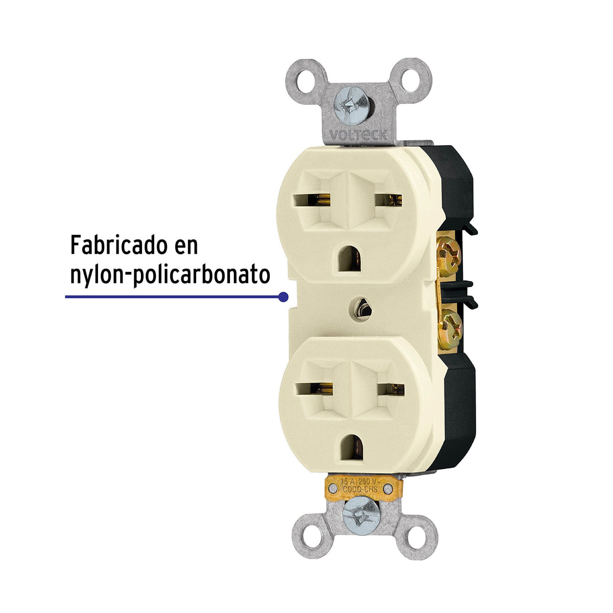 Contacto Dúplex, Cara de Chino, Standard, Marfil, Volteck