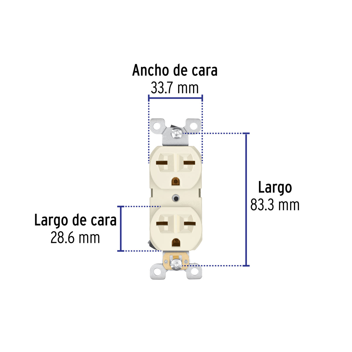 Contacto Dúplex, Cara de Chino, Standard, Marfil, Volteck