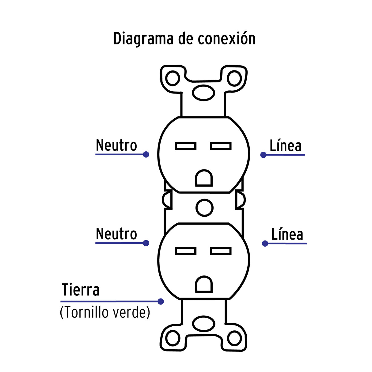 Contacto Dúplex, Cara de Chino, Standard, Marfil, Volteck