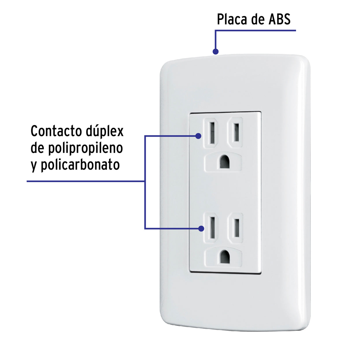 Contacto Dúplex Aterrizado, Color Blanco, Línea Italiana