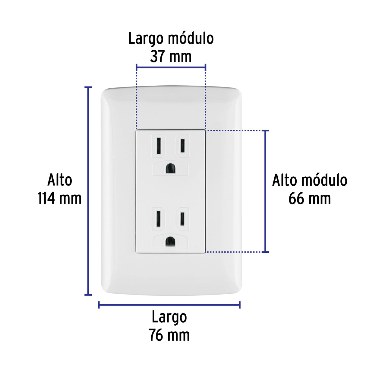 Contacto Dúplex Aterrizado, Color Blanco, Línea Italiana