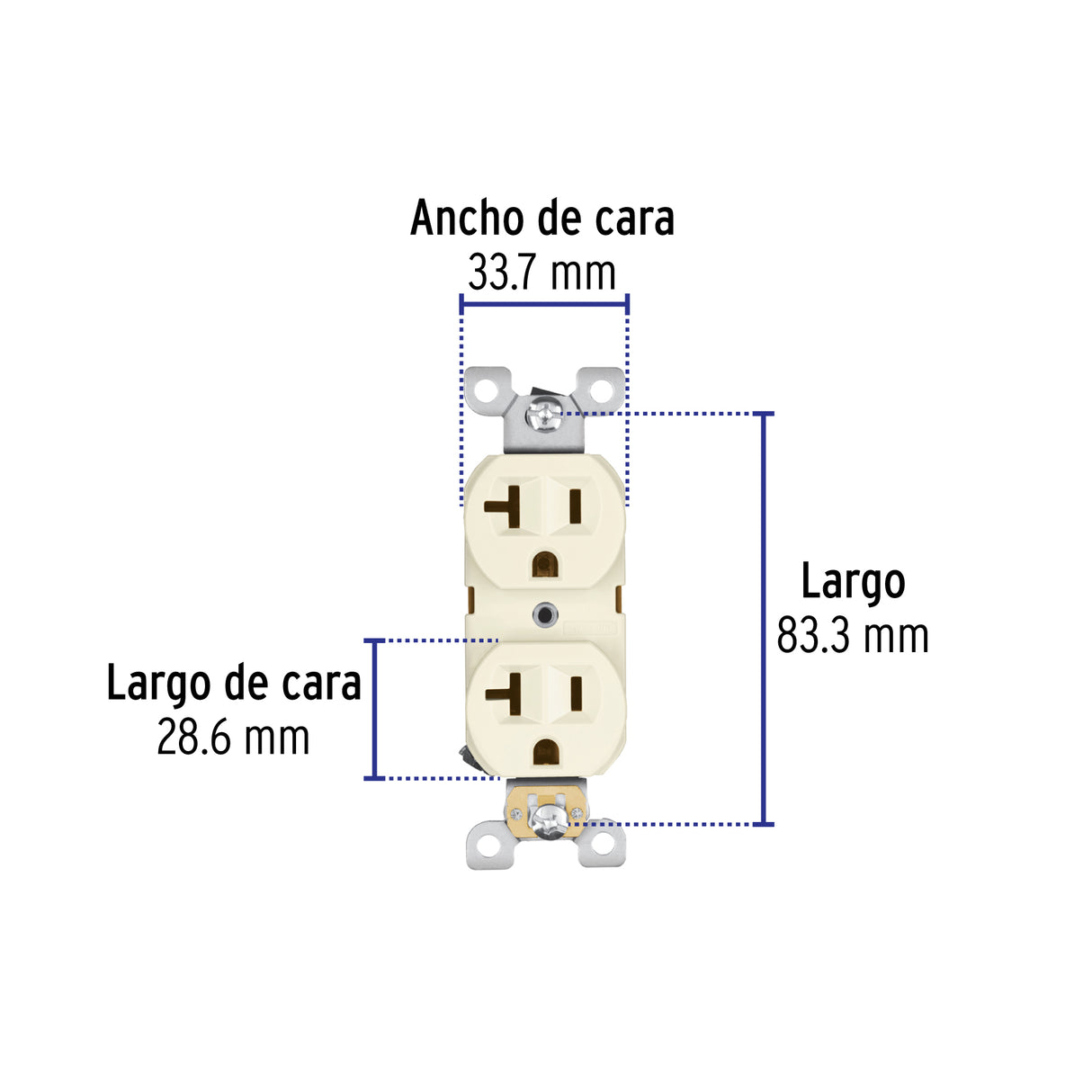 Contacto Dúplex, 2 Polos 3 Hilos, 20 a, Standard, Marfil