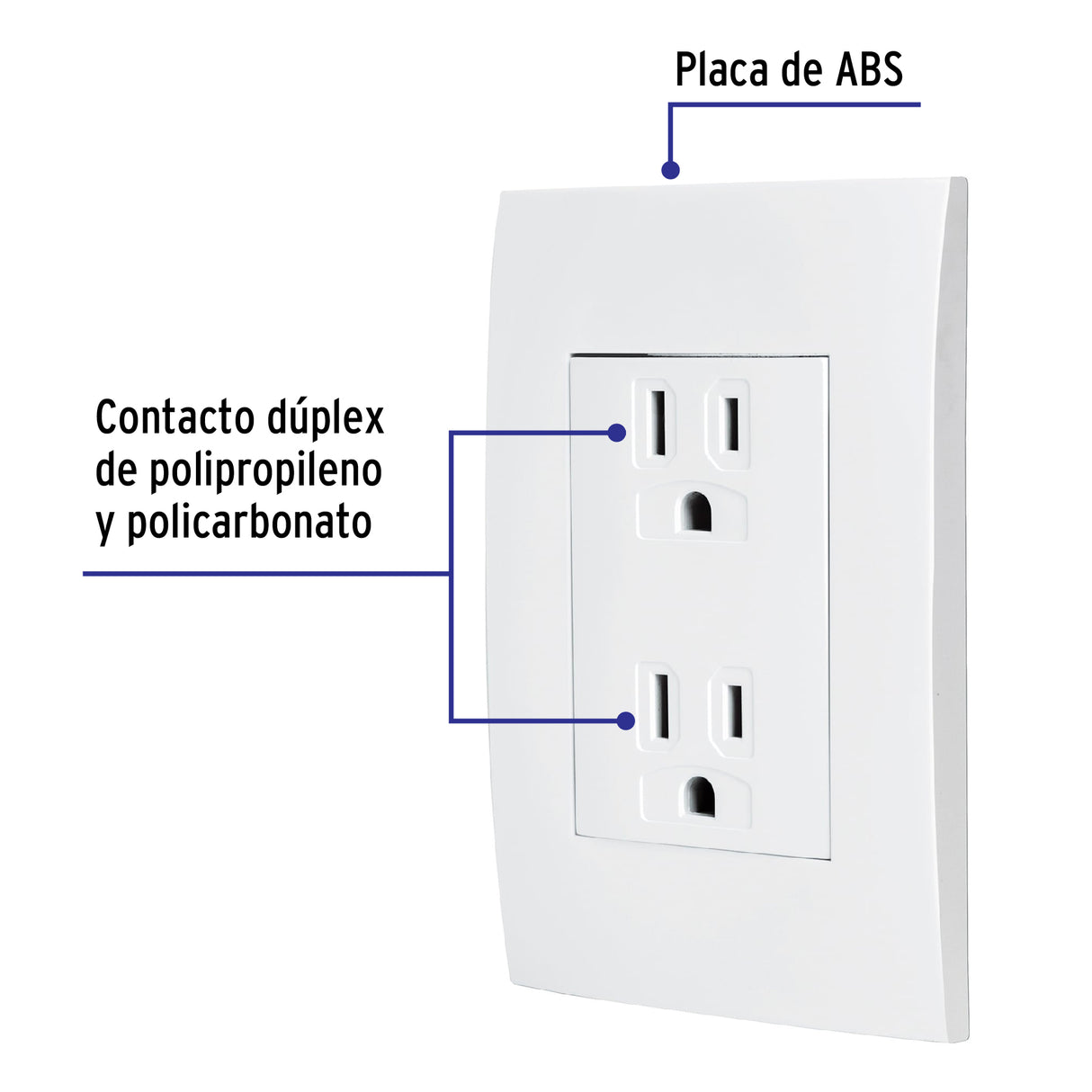 Contacto Dúplex, 2 Polos + Tierra, Línea Oslo, Blanco
