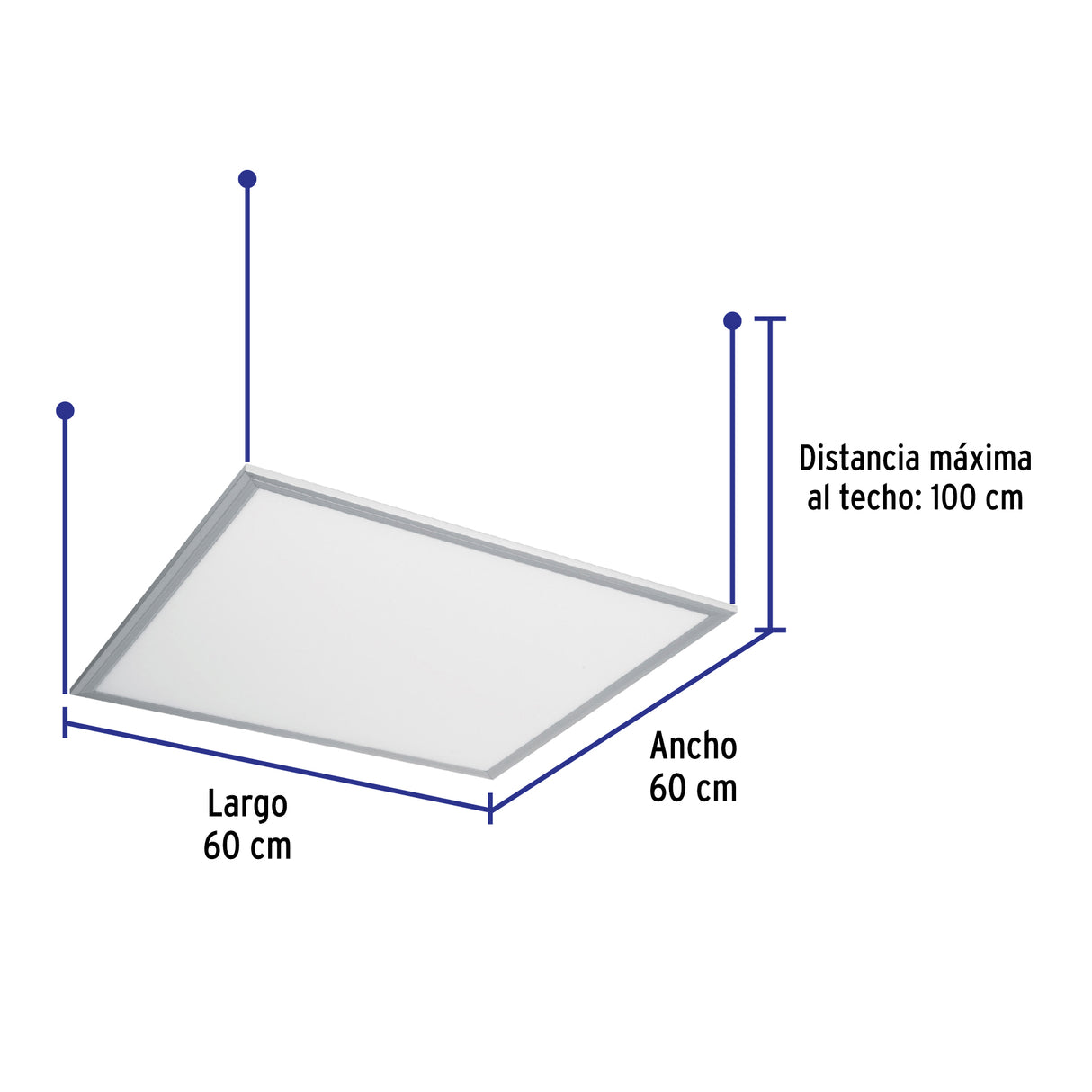 Panel LED 45 W 6500K, 60X60 cm, Empotrable/Colgante, Volteck