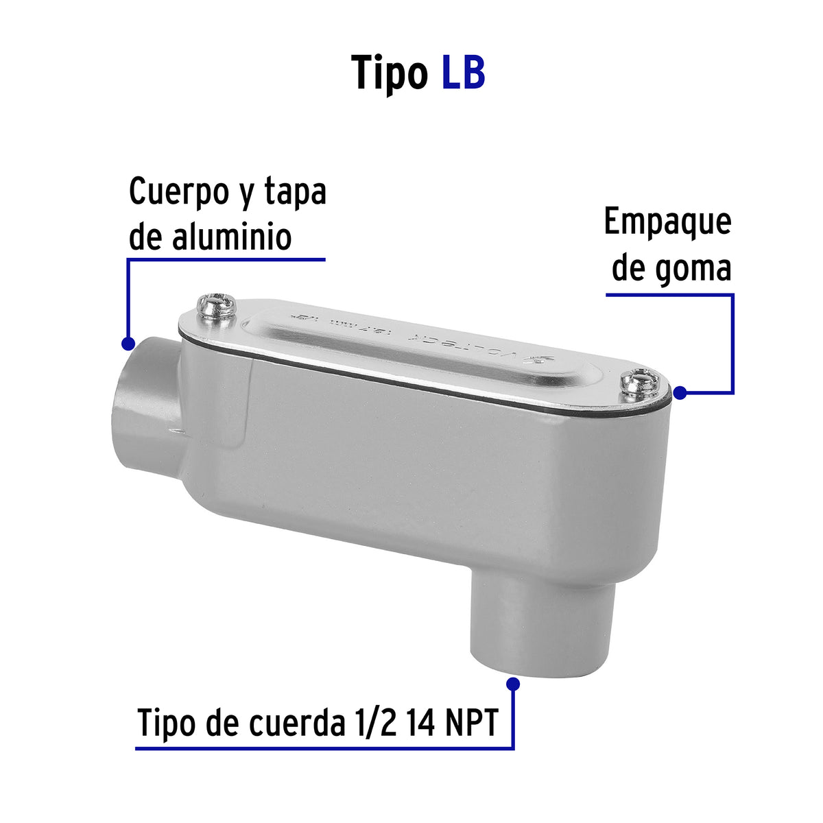 Condulet 1/2' Conexión Tipo lb, Volteck