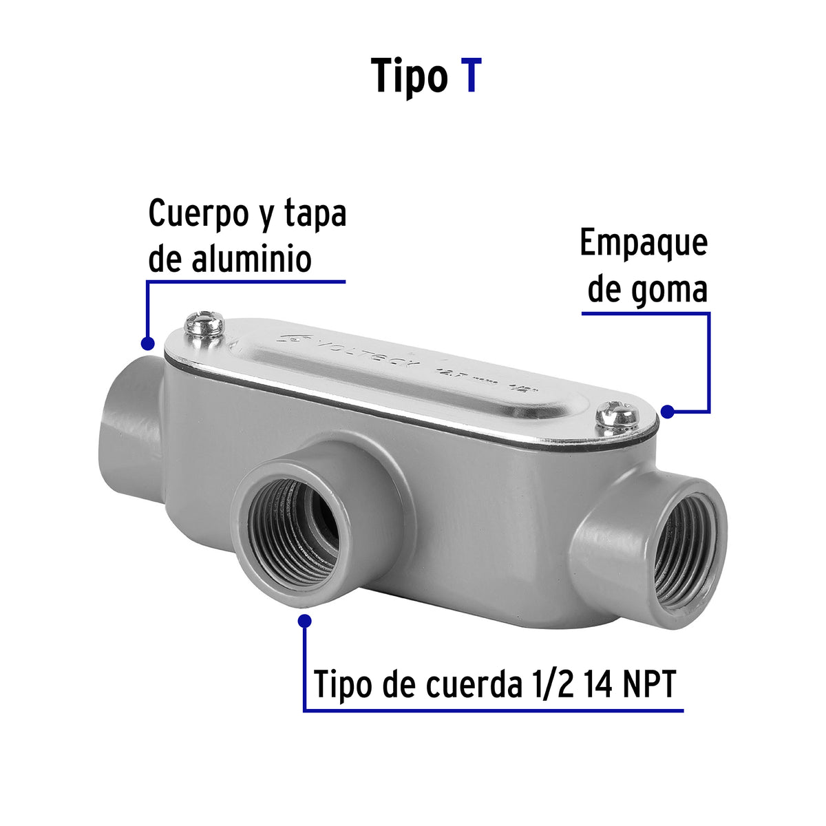 Condulet 1/2' Conexión Tipo T, Volteck