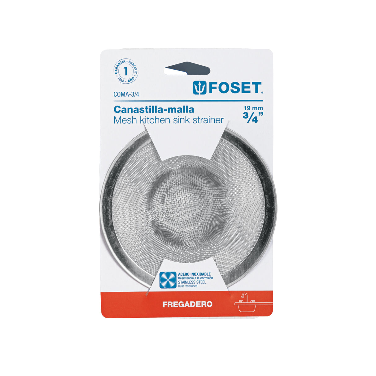 Canastilla Malla 3/4' Inox para Fregadero, Foset