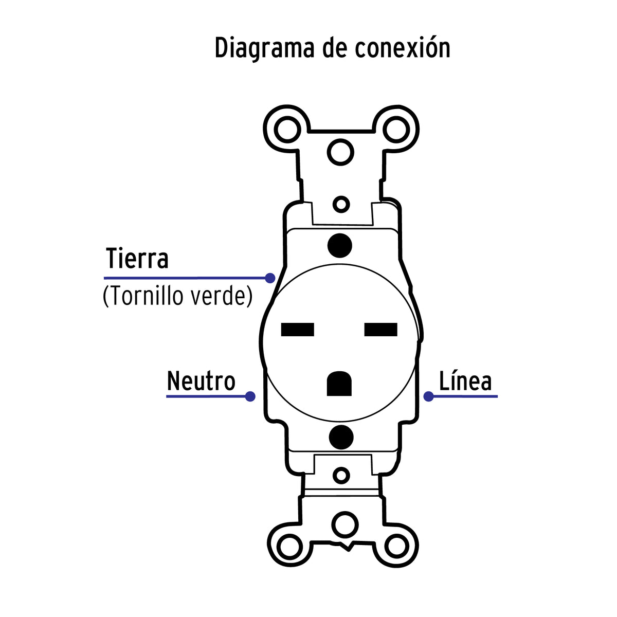 Contacto Sencillo, Cara de Chino, Standard, Marfil, Volteck