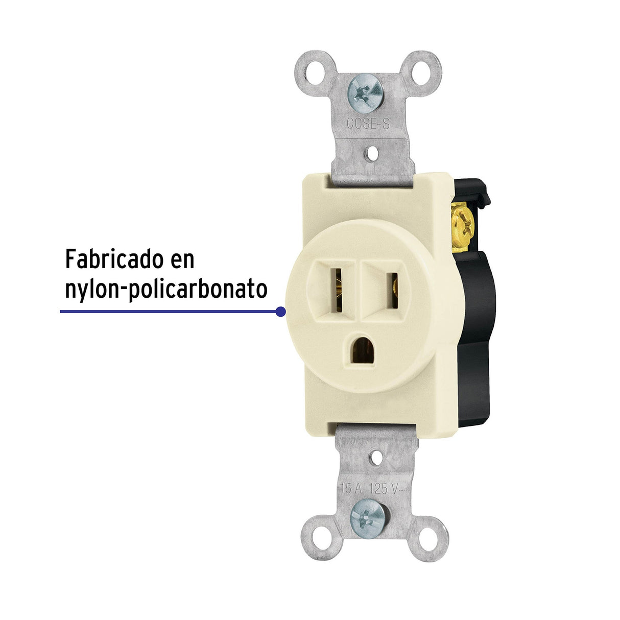 Contacto Sencillo, 2 Polos 3 Hilos, Standard, Marfil
