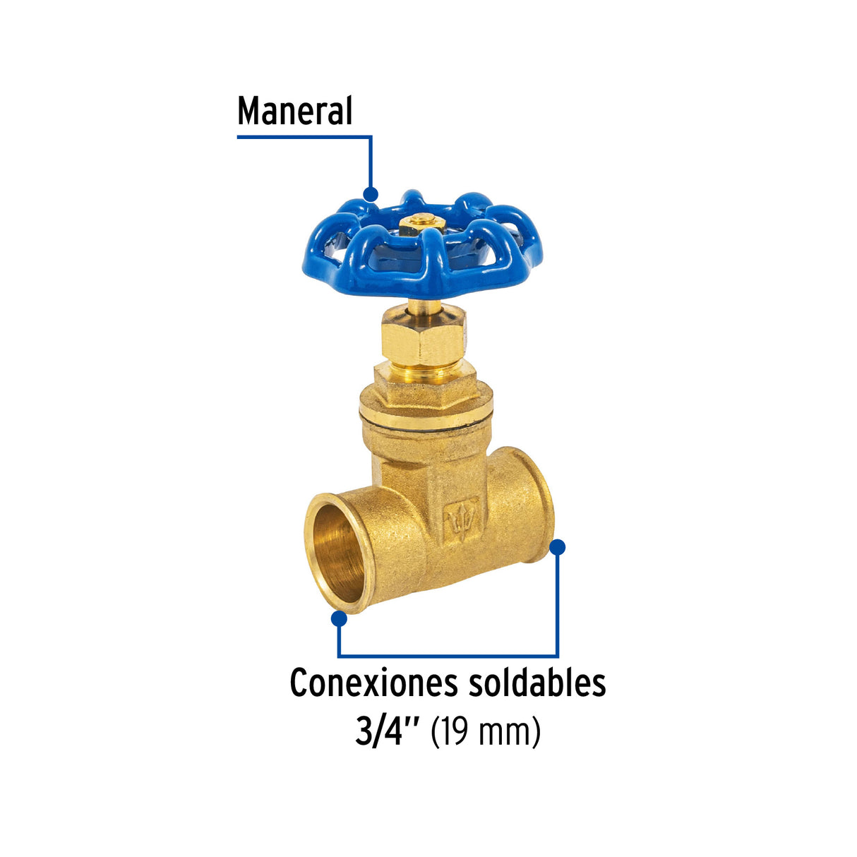 Válvula de Compuerta de Latón Soldable de 3/4', Foset
