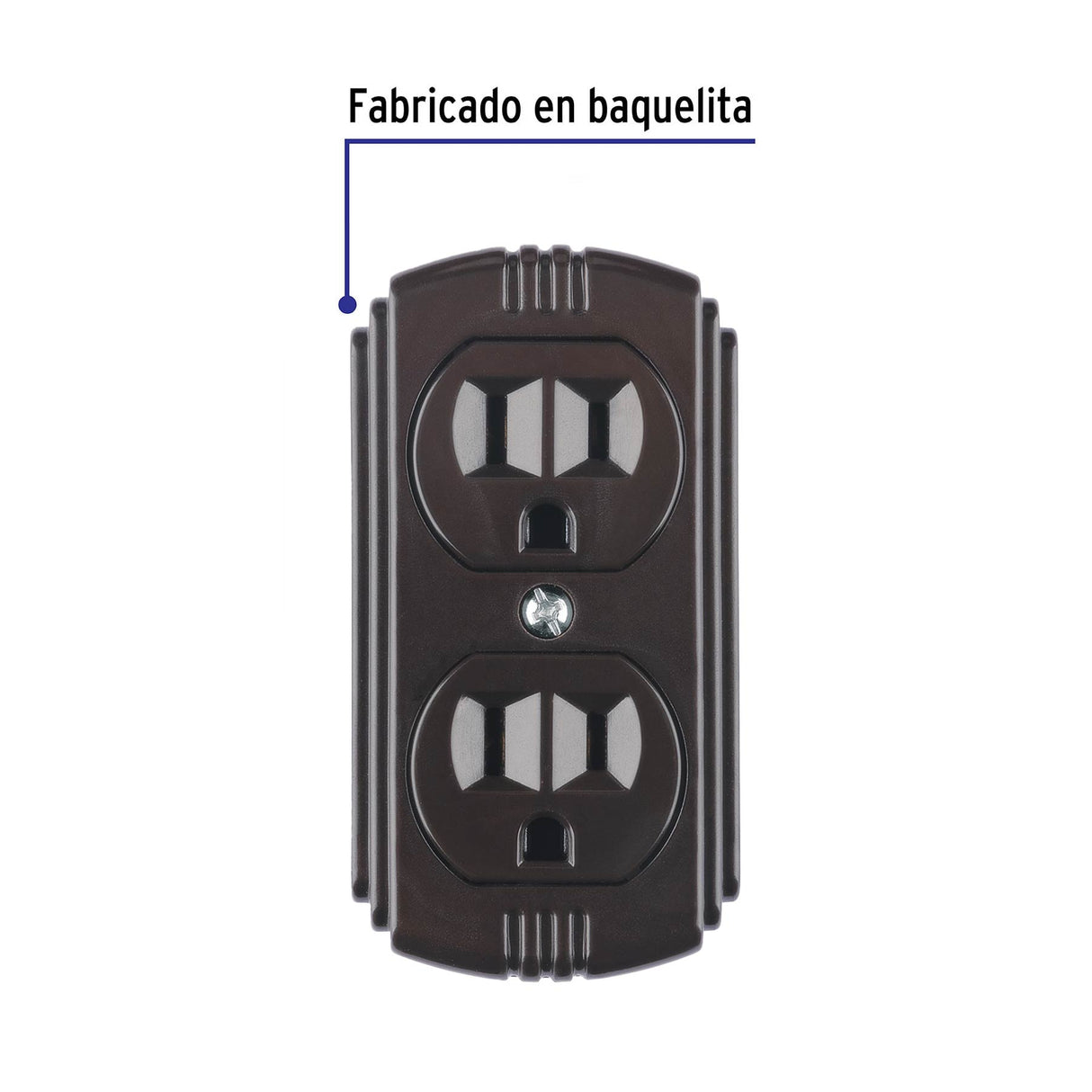 Contacto de Sobreponer Dúplex 2 Polos+ Tierra, Café, Volteck