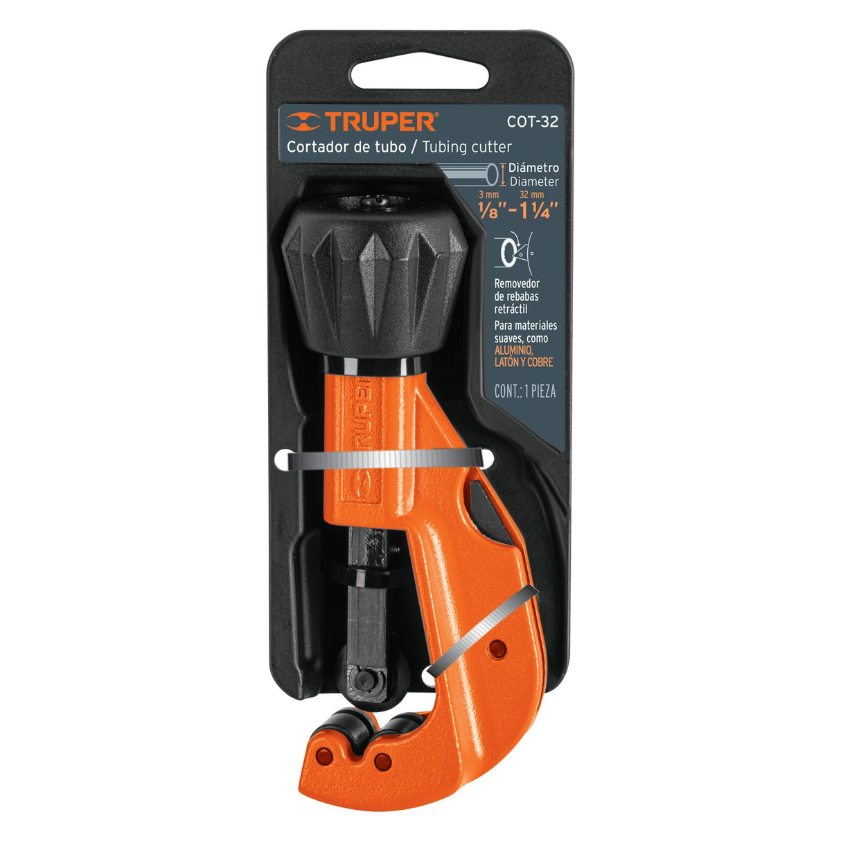 Cortador de Tubo de Cobre 1/8' a 1-1/4' Cuchilla 18 mm, Truper