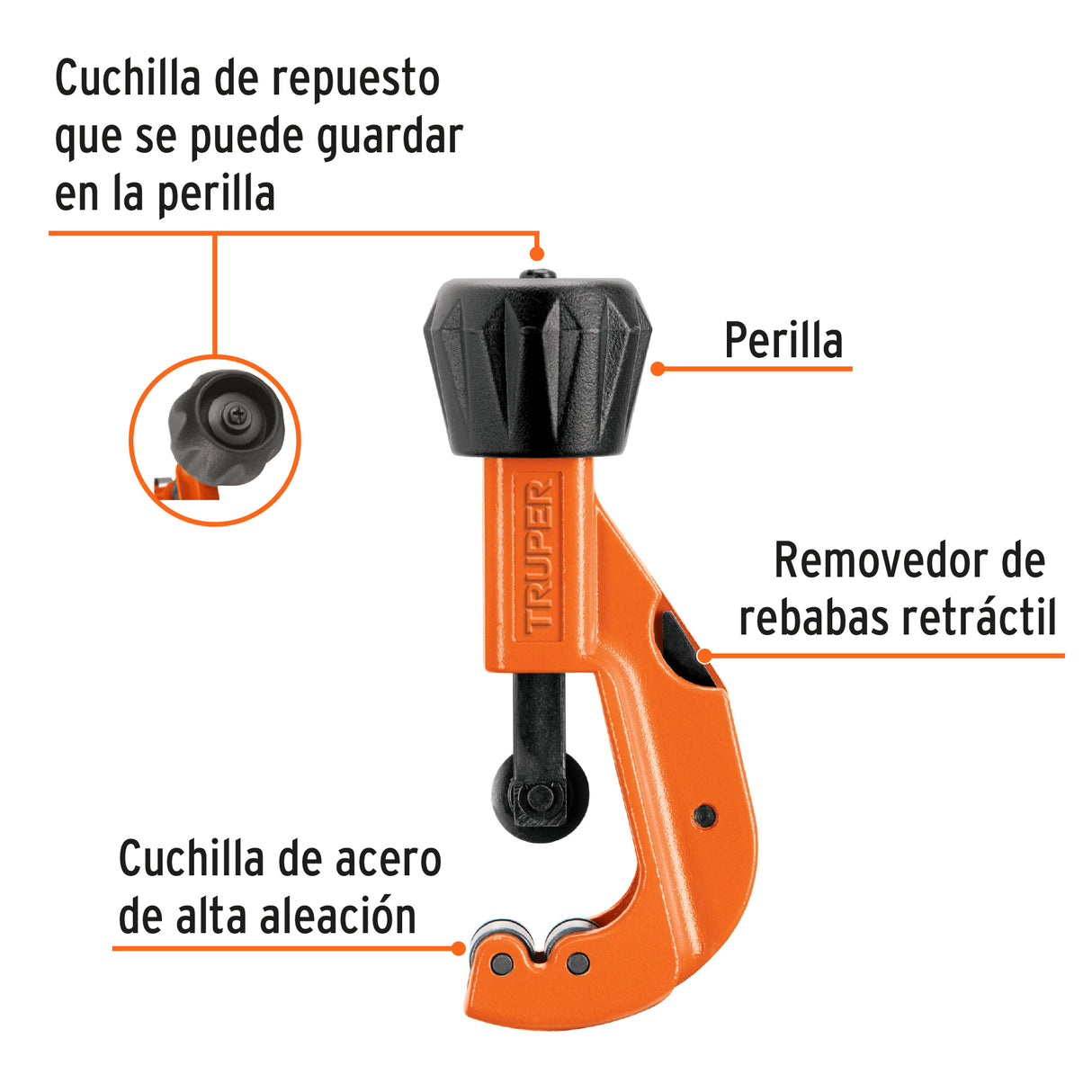 Cortador de Tubo de Cobre 1/8' a 1-1/4' Cuchilla 18 mm, Truper