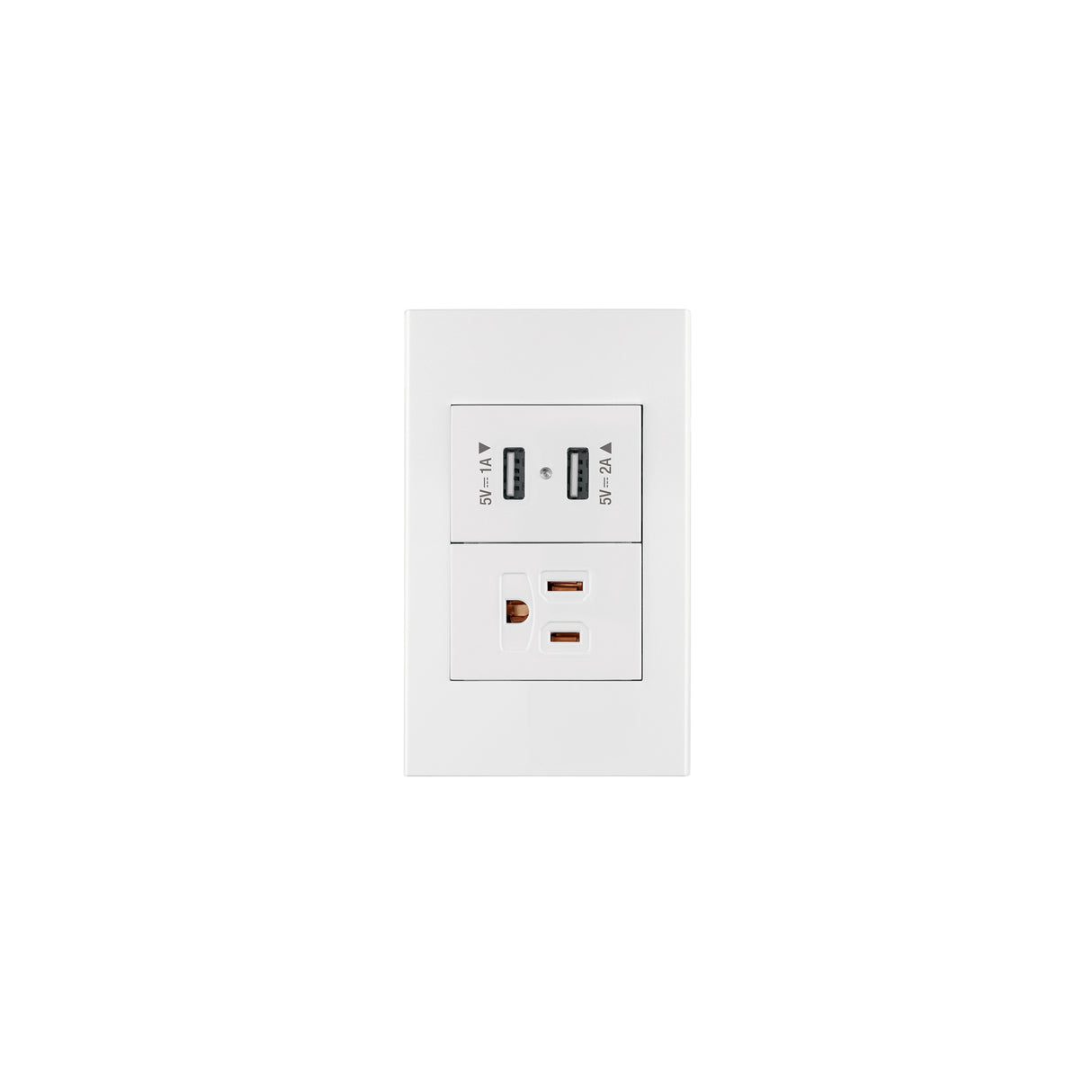 Placa Armada 1CONTACTO, 2PUERTOS USB, 1.5mod, Española, Blanco