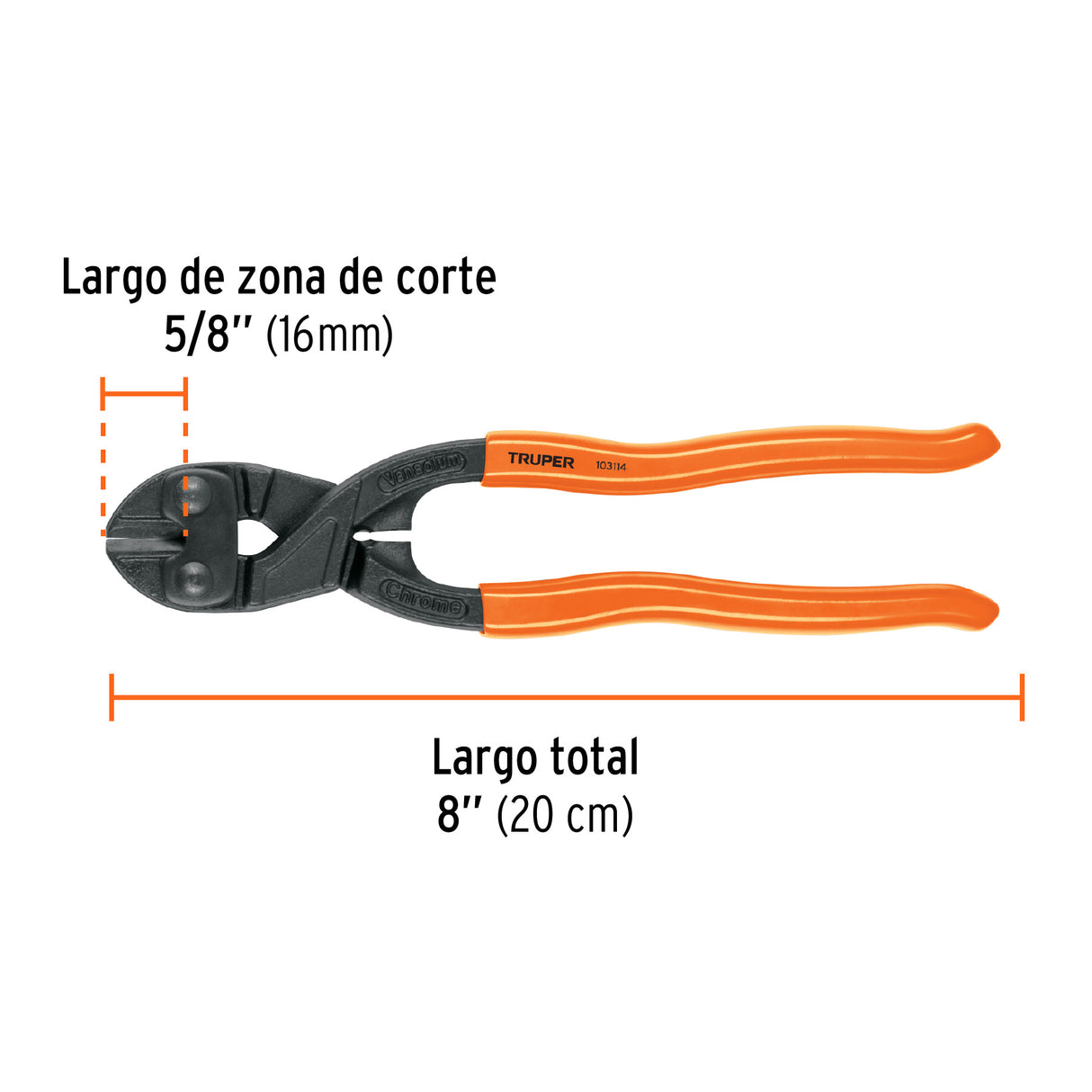 Cortapernos 8', Profesional, a una Mano, Truper