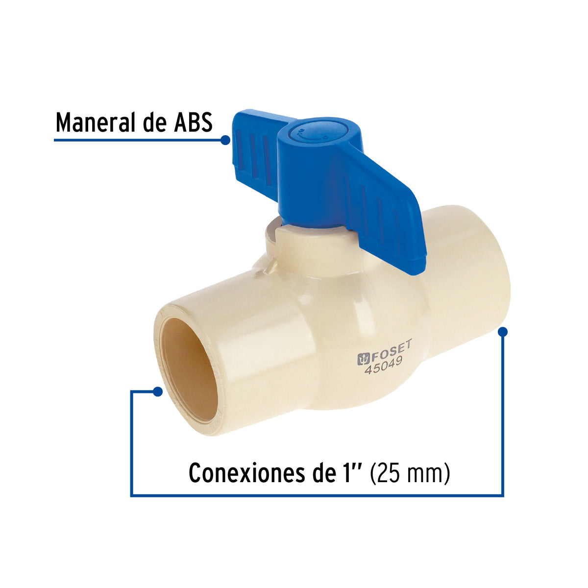 Válvula de Esfera de CPVC de 1', Foset
