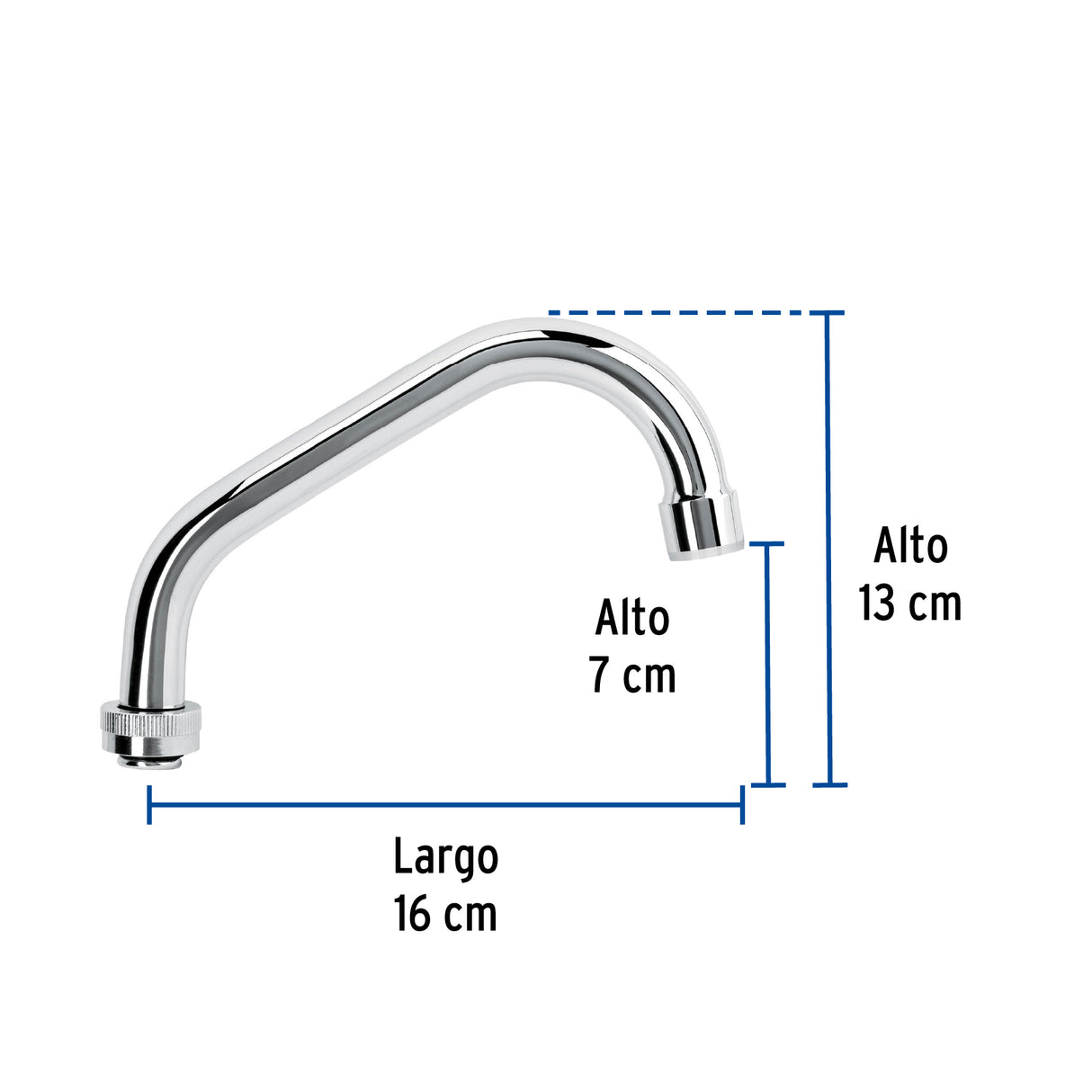 Cuello Largo para Mezcladora de Lavabo, Cromo, Basic