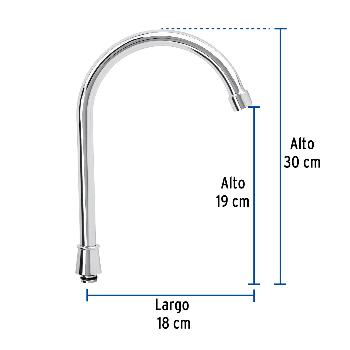 Cuello Alto para Mezcladora de Fregadero, Cromo, Basic
