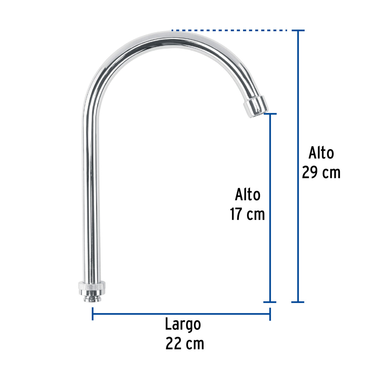 Cuello Alto/Curvo para Mezcladora de Fregadero, Cromo, Basic