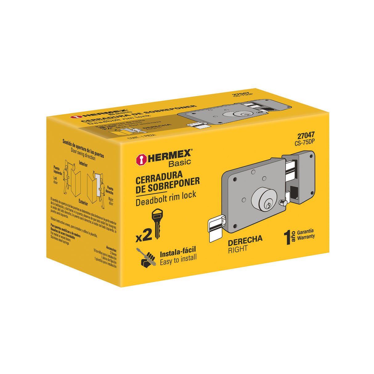 Cerradura Sobreponer Der Instala-fácil, Caja, Hermex Basic