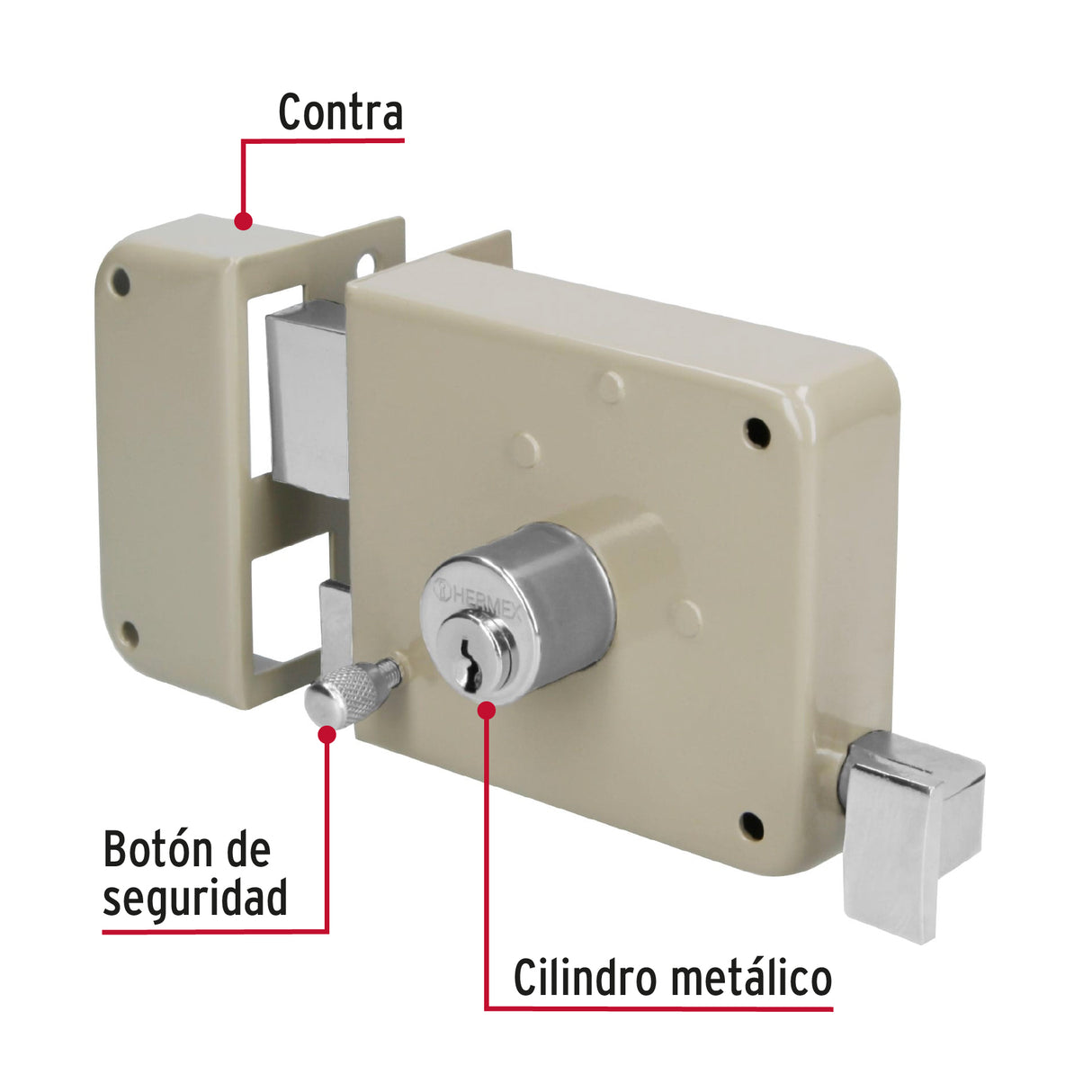 Cerradura Sobreponer Izq Instala-fácil, Caja, Hermex Basic