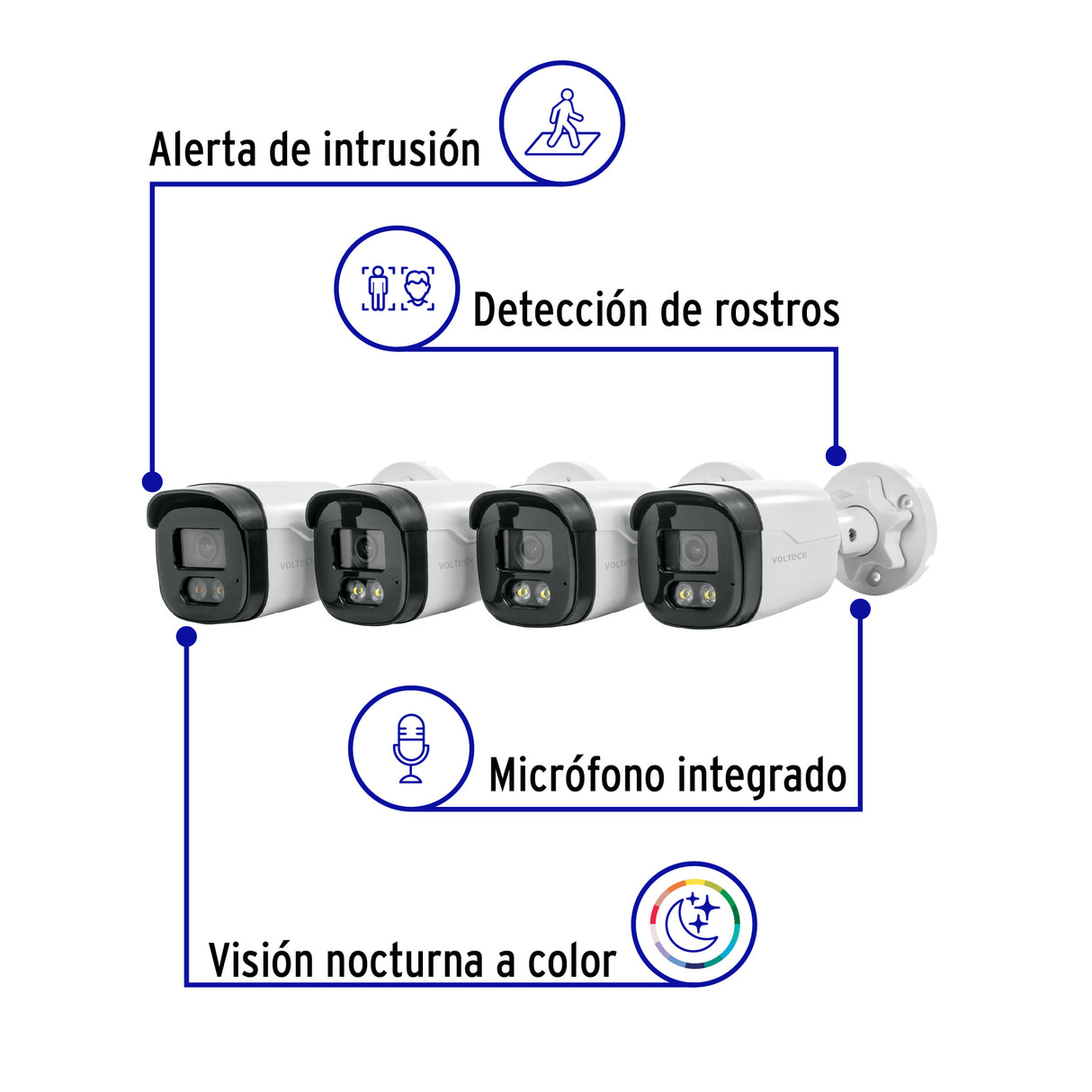 Kit Video Vigilancia, 4 Canales, 4 Cámaras, 5MP, Disco 1TB