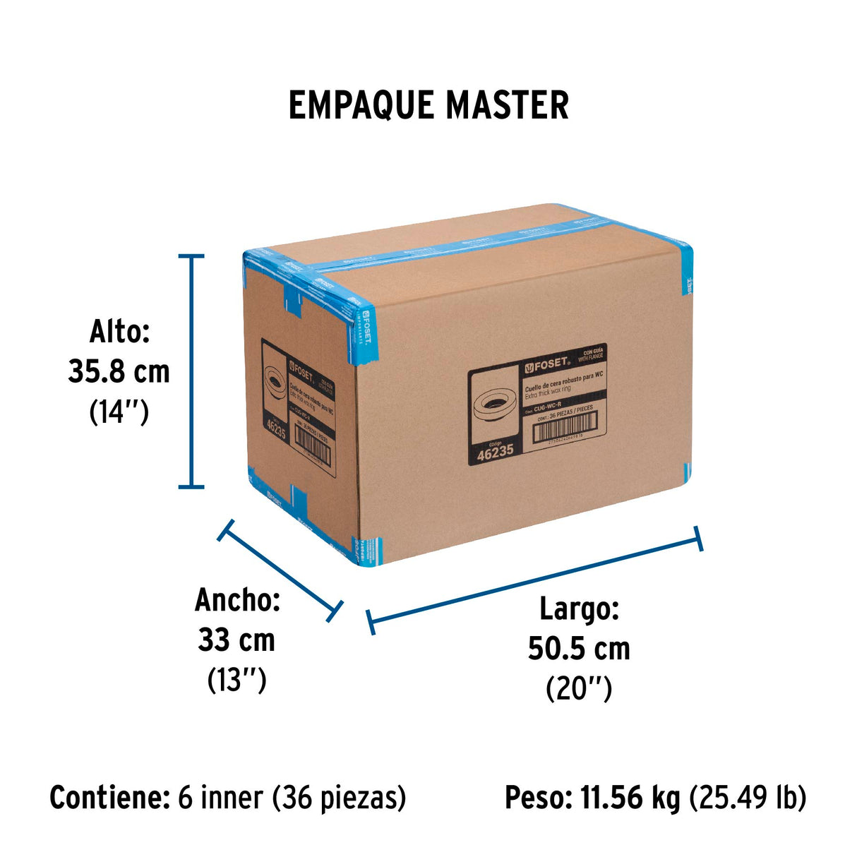 Cuello de Cera con Guía para Wc, Robusto, 250 g, Foset