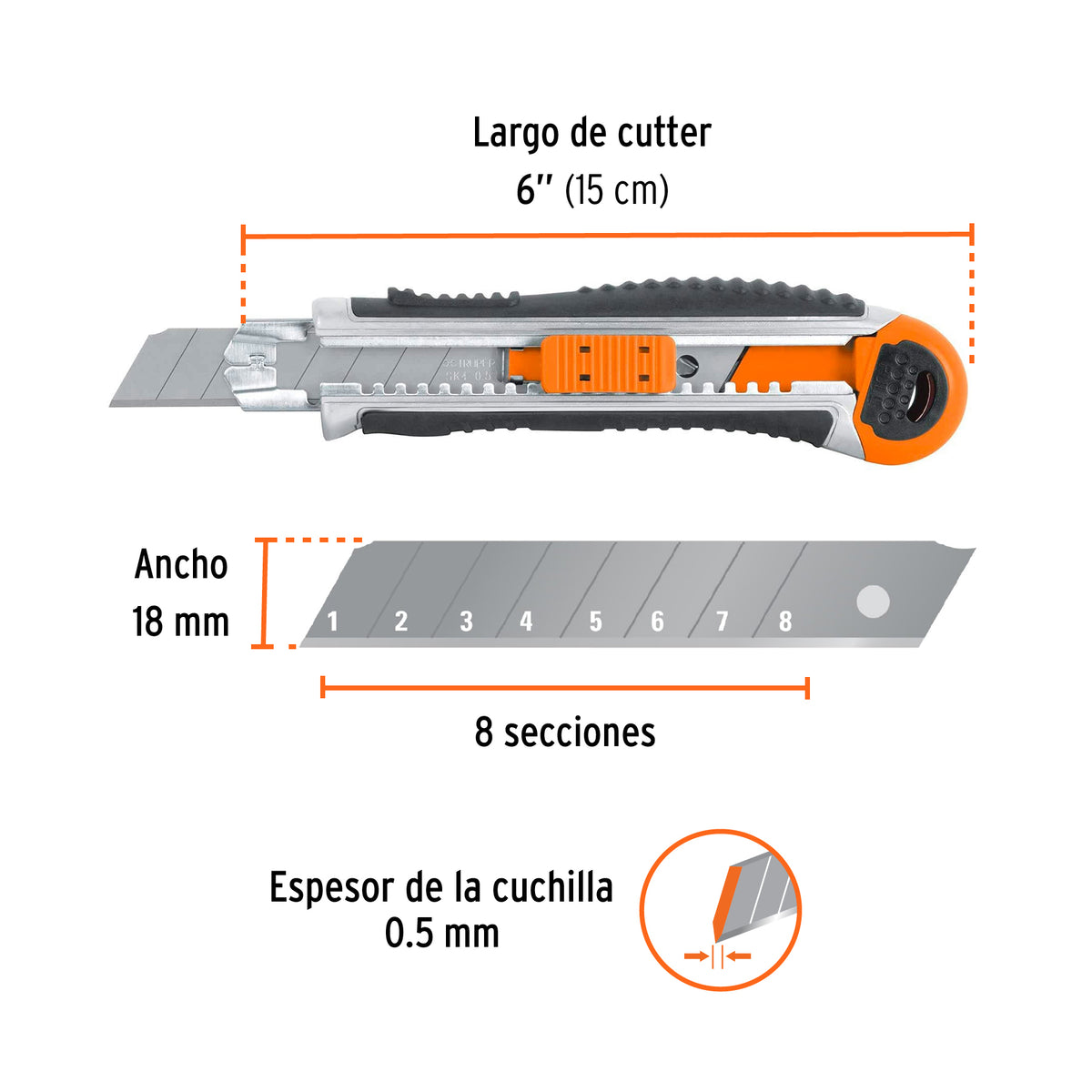 Cutter 18 mm Trabajo Pesado C/Alma Metálica y Grip, Expert