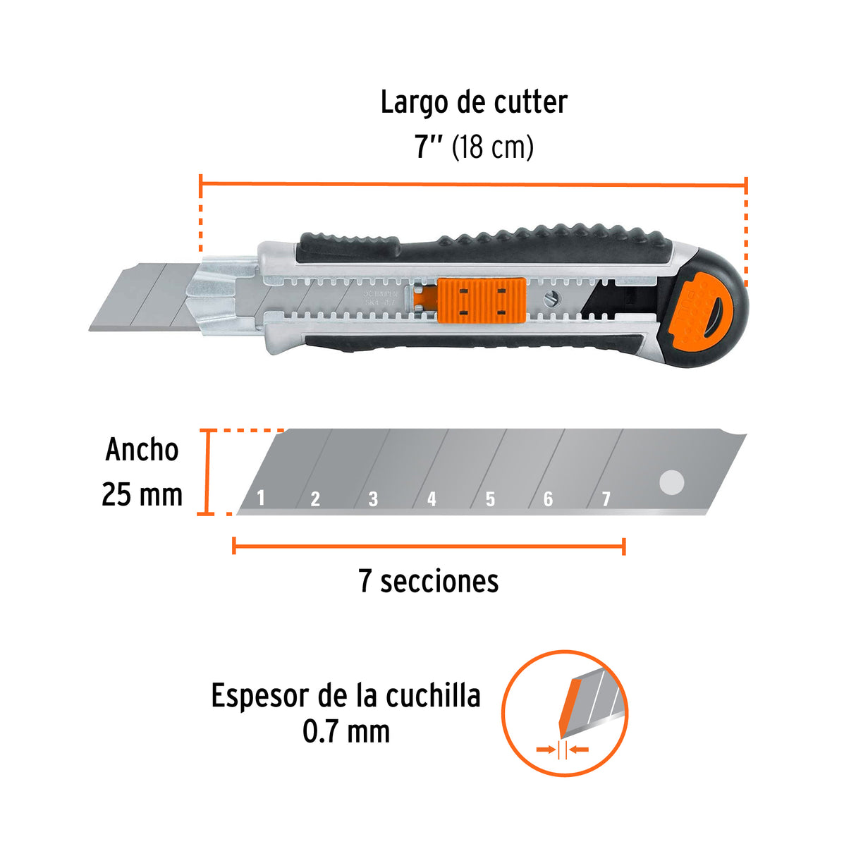 Cutter 25 mm Trabajo Pesado C/Alma Metálica y Grip, Expert