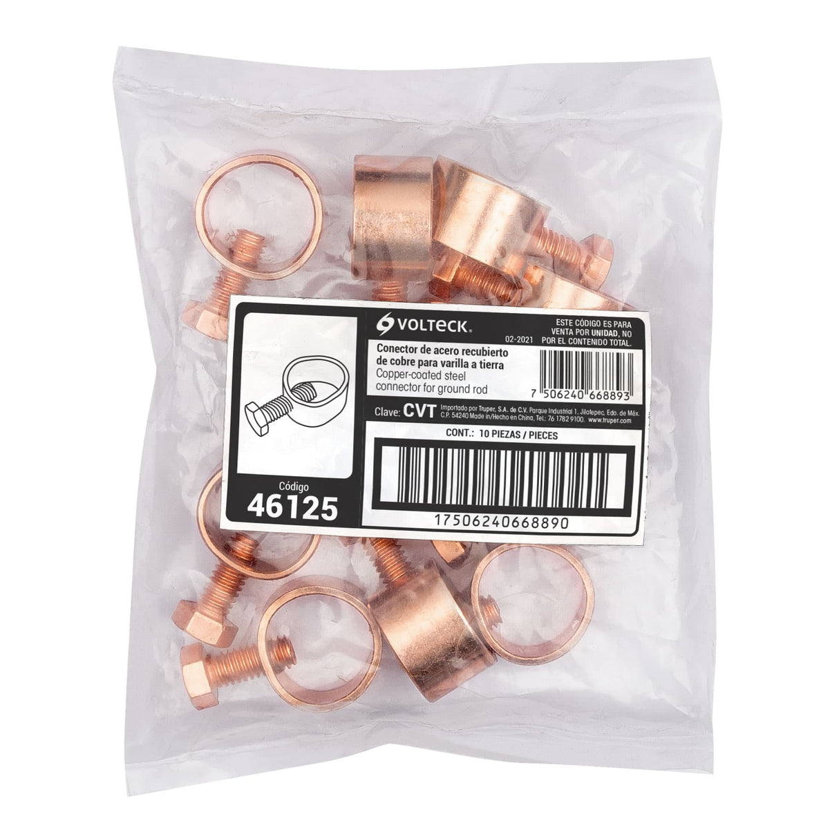 Conector para Varilla a Tierra, Volteck