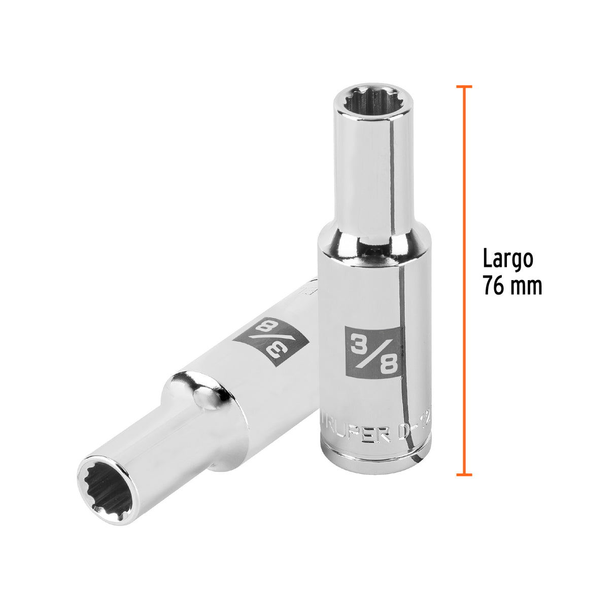 Dado Largo de 3/8' 12 Puntas, Cuadro 1/2', Truper