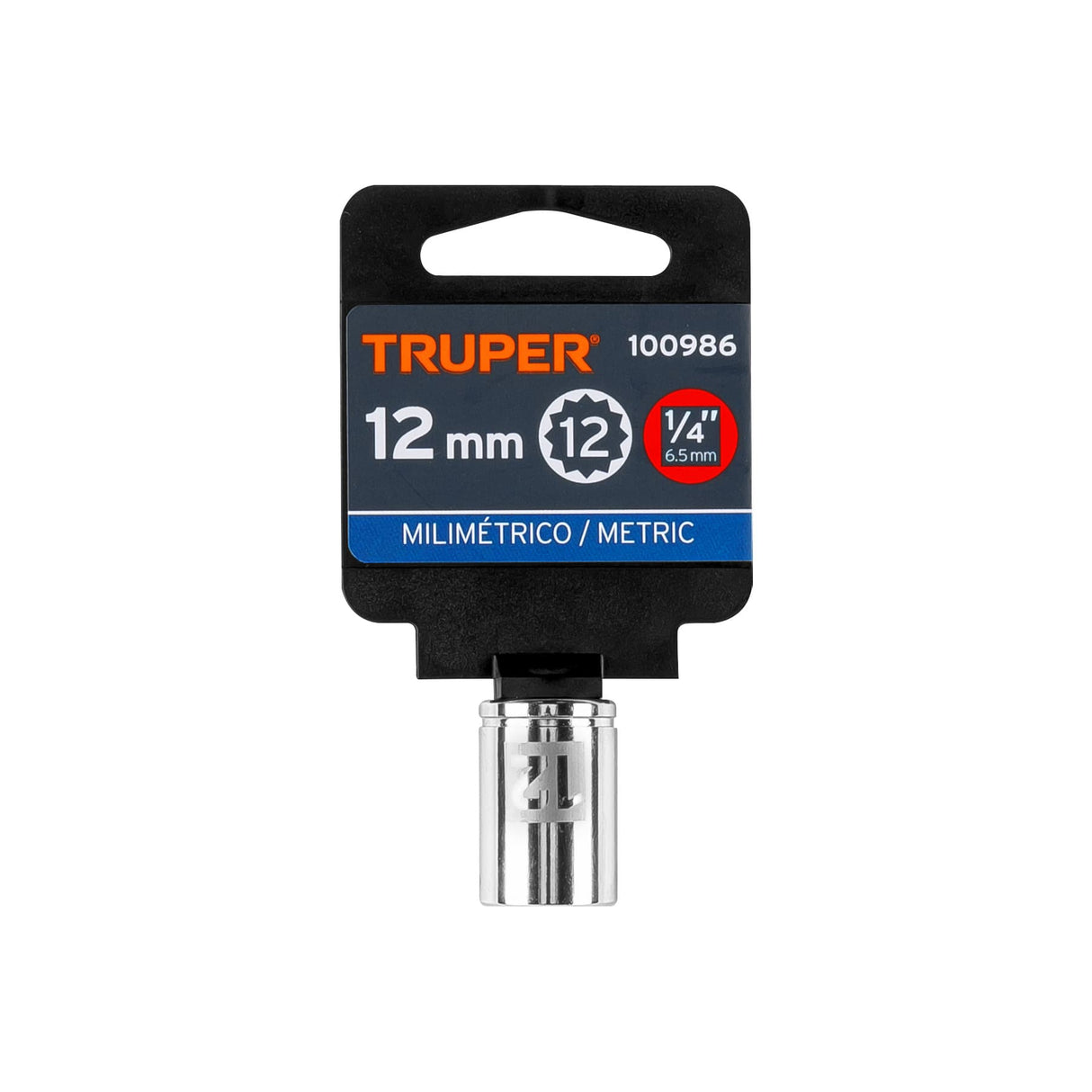 Dado de 12 mm, 12 Puntas, Cuadro 1/4', Truper