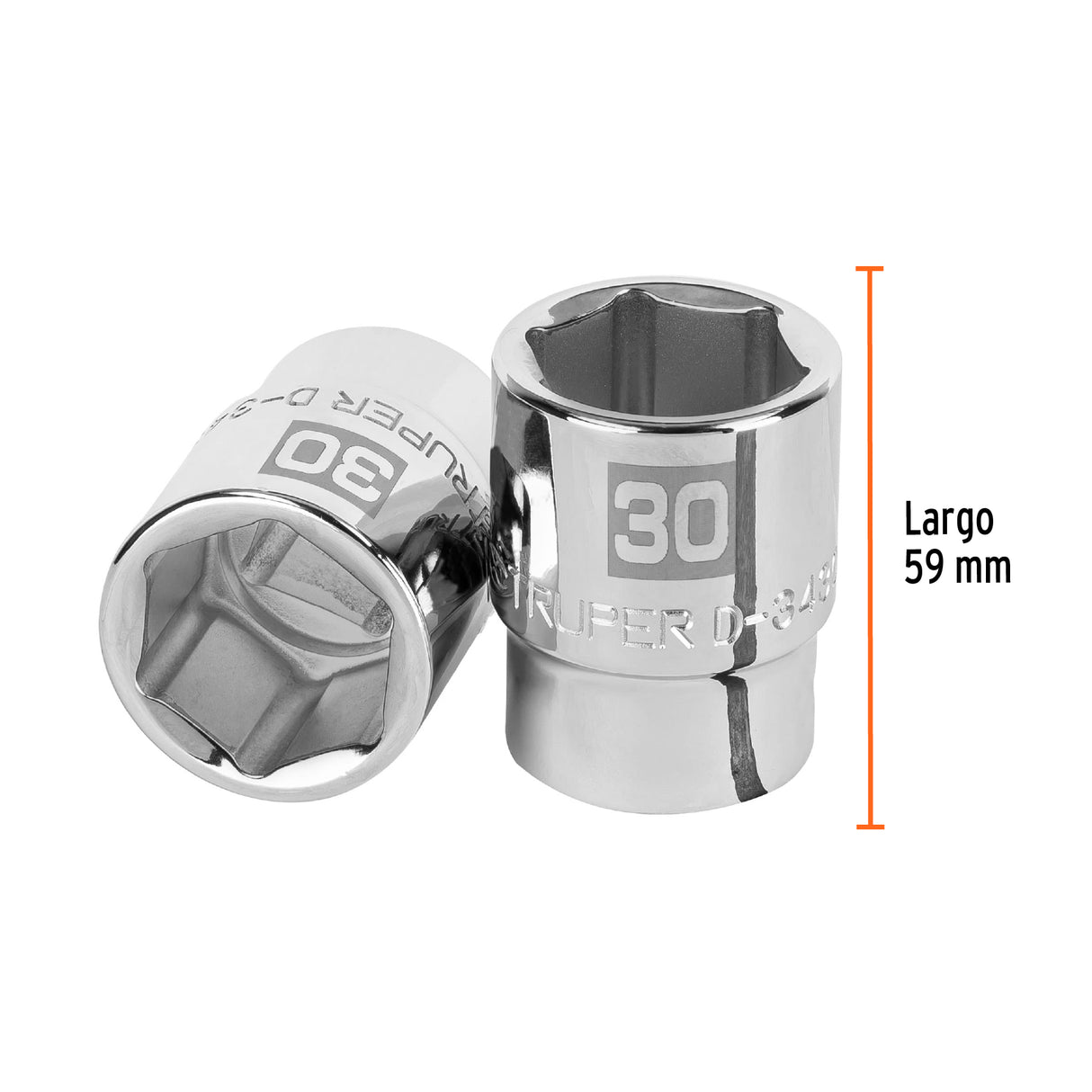 Dado de 30 mm, 6 Puntas, Cuadro 3/4', Truper