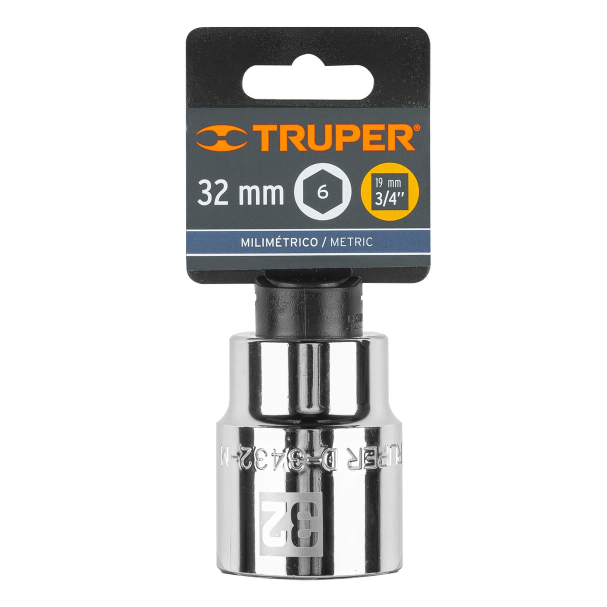 Dado de 32 mm, 6 Puntas, Cuadro 3/4', Truper
