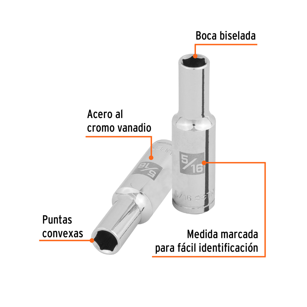 Dado Largo de 5/16', 6 Puntas, Cuadro 3/8', Truper