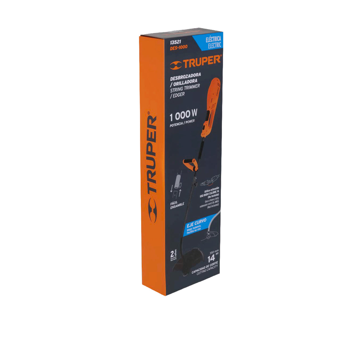 Desbrozadora Eléctrica 1000 W Mango 'D', 14' Corte, Truper